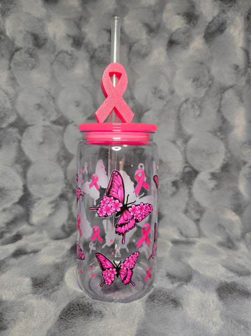 16oz Plastic Pink Cancer tumbler