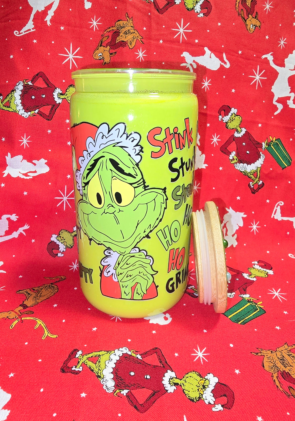 16oz Grinch Milk Snow Globe Tumbler