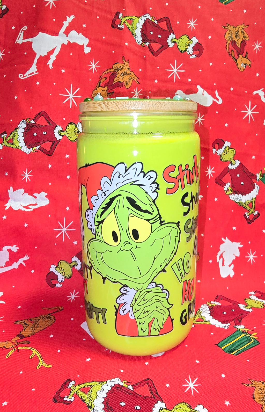 16oz Grinch Milk Snow Globe Tumbler