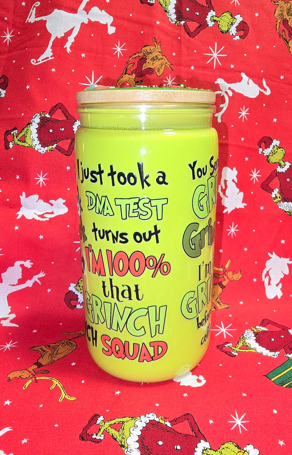 16oz Grinch Milk Snow Globe Tumbler