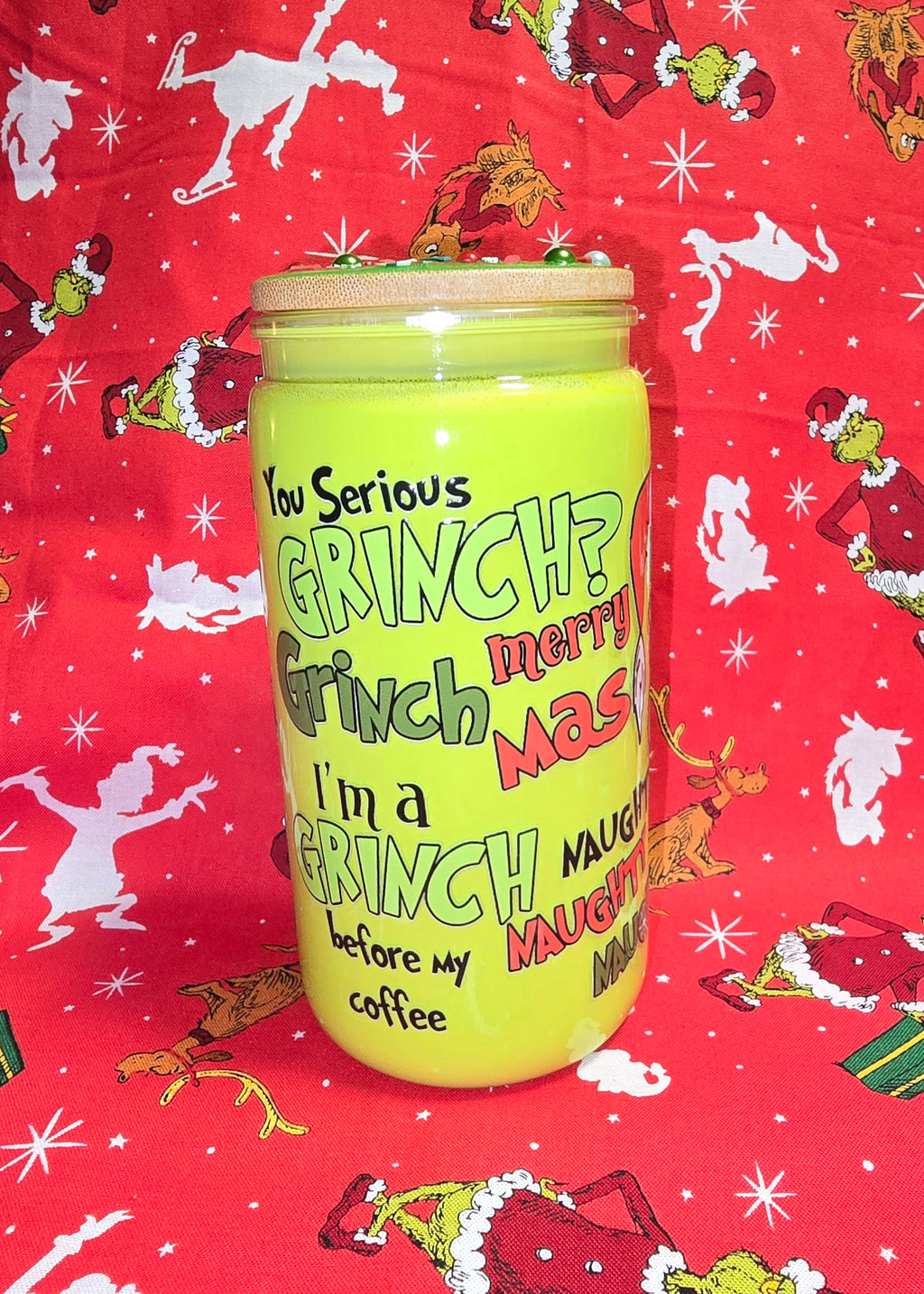 16oz Grinch Milk Snow Globe Tumbler