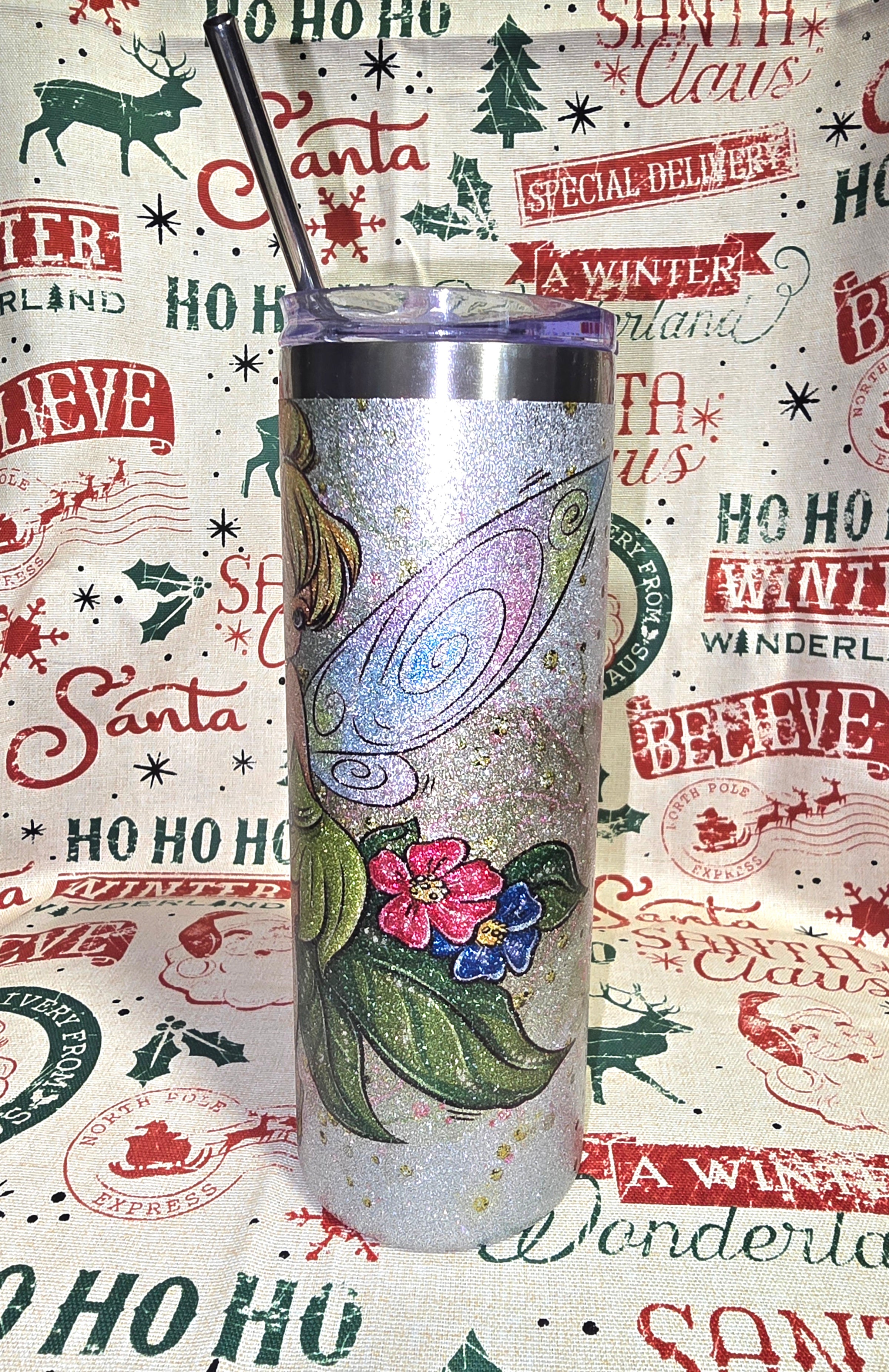 20oz Glitter Tinkerbell tumbler