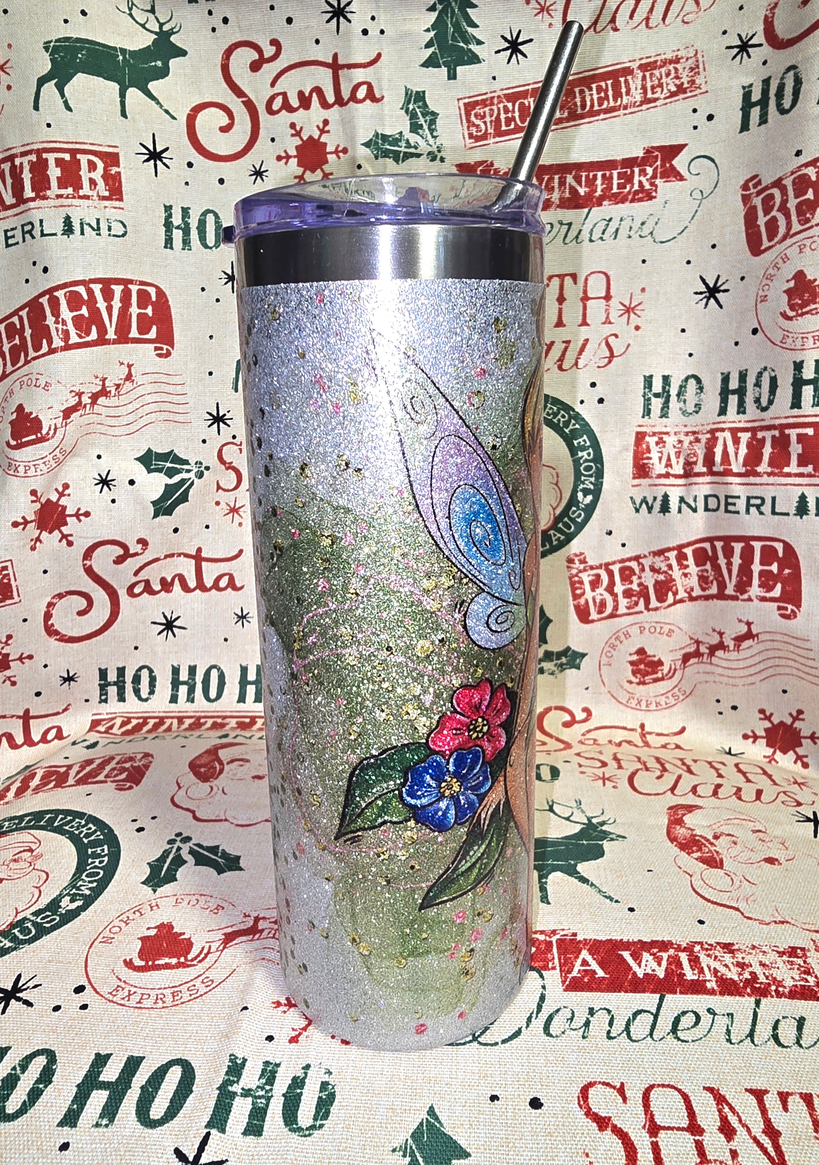 20oz Glitter Tinkerbell tumbler