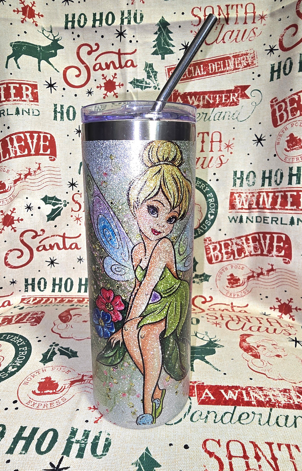 20oz Glitter Tinkerbell tumbler