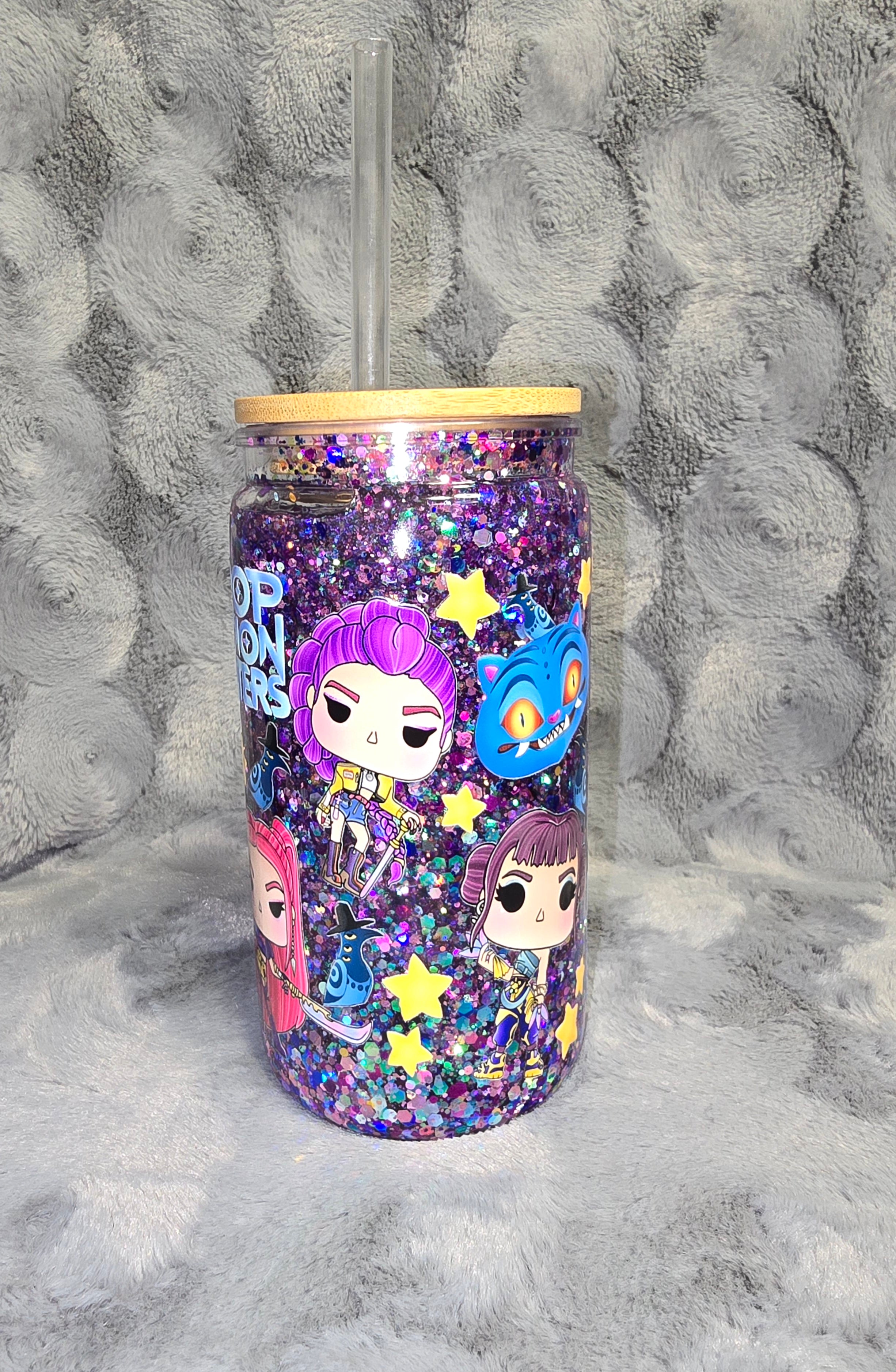 16oz K-Pop Demon Hunter snow globe tumbler