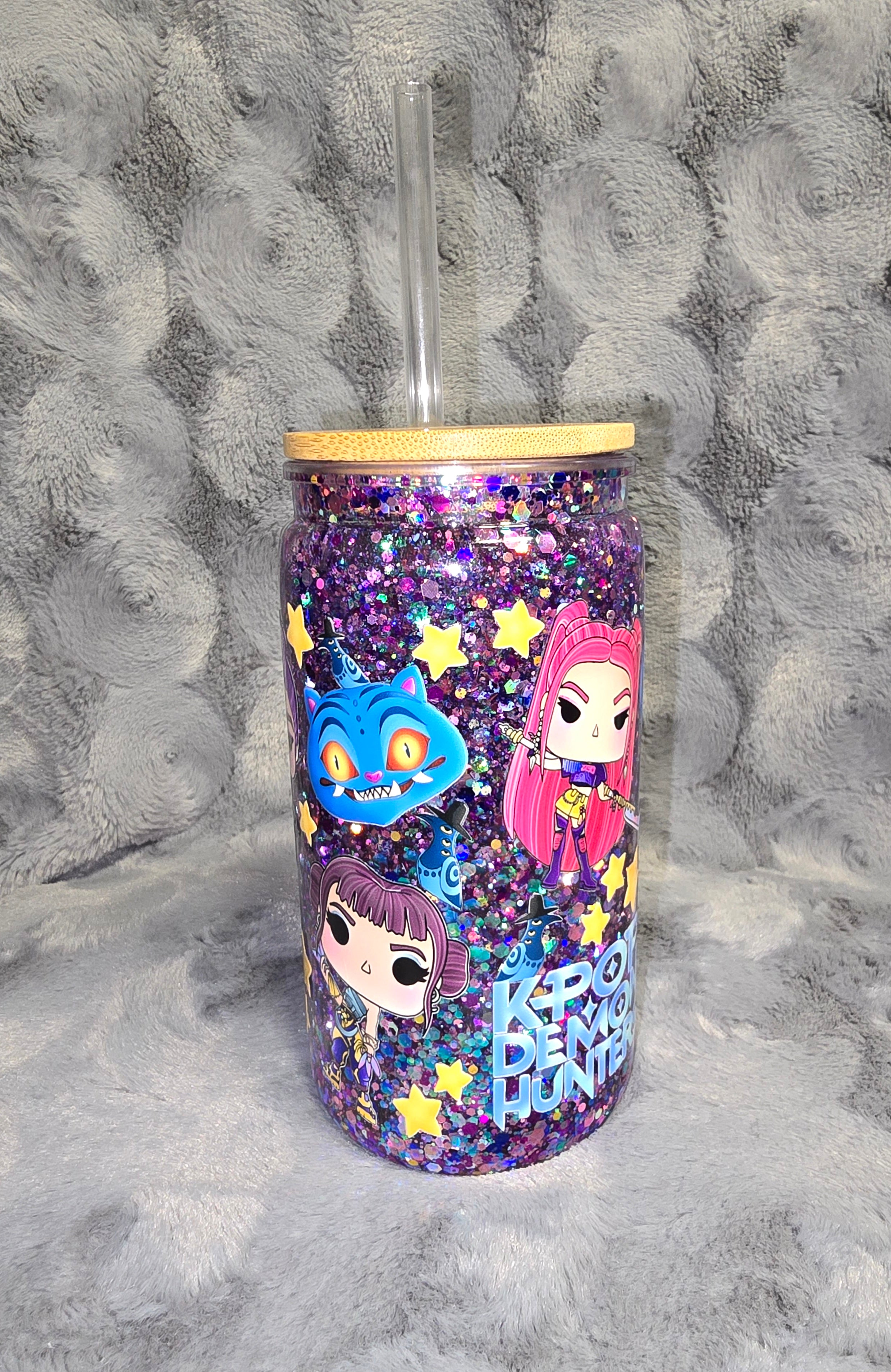 16oz K-Pop Demon Hunter snow globe tumbler