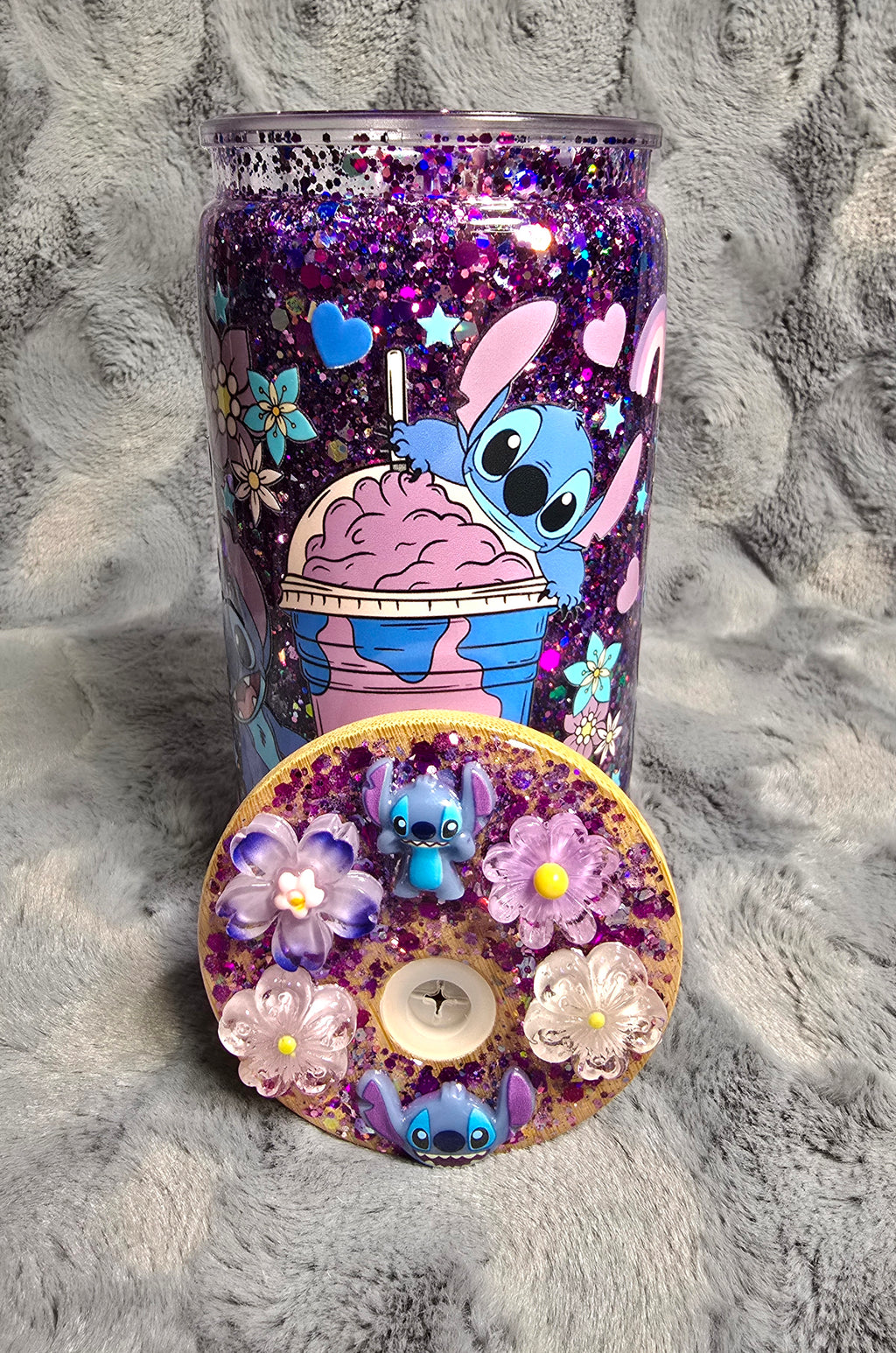 16oz Stitch snow globe tumbler