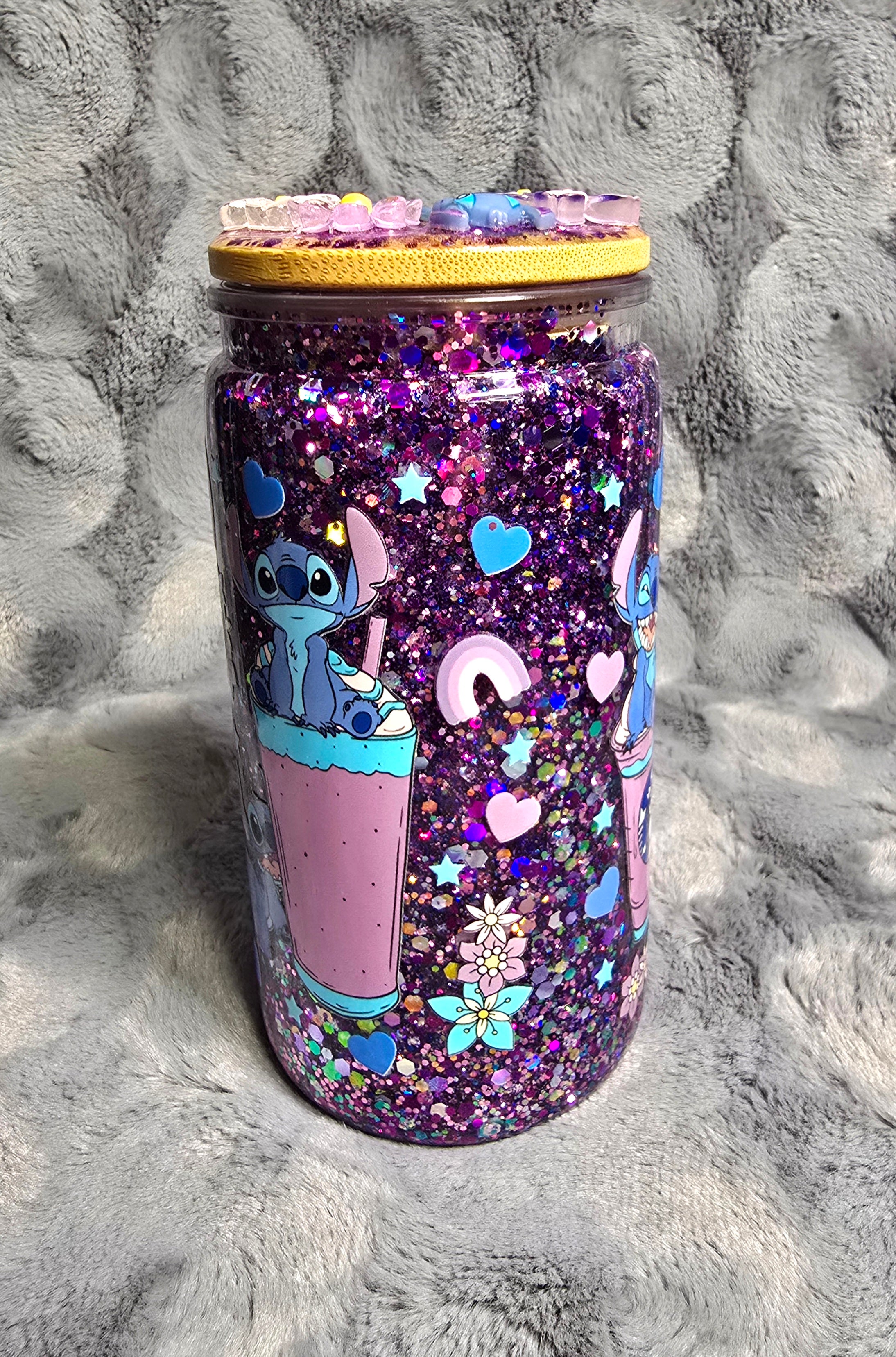 16oz Stitch snow globe tumbler
