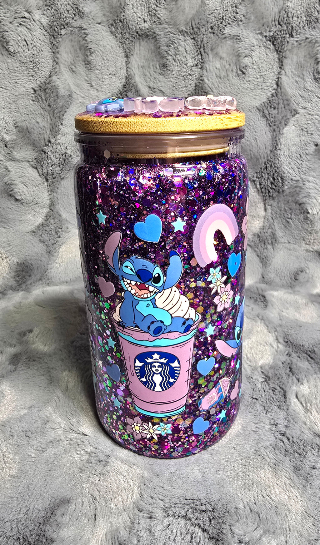 16oz Stitch snow globe tumbler