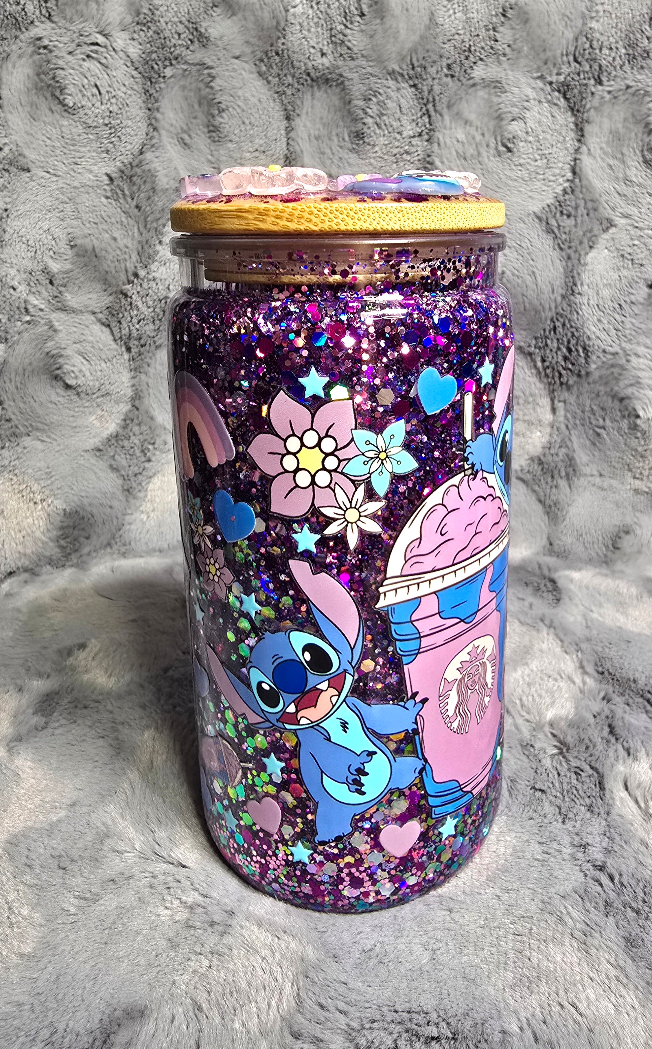 16oz Stitch snow globe tumbler