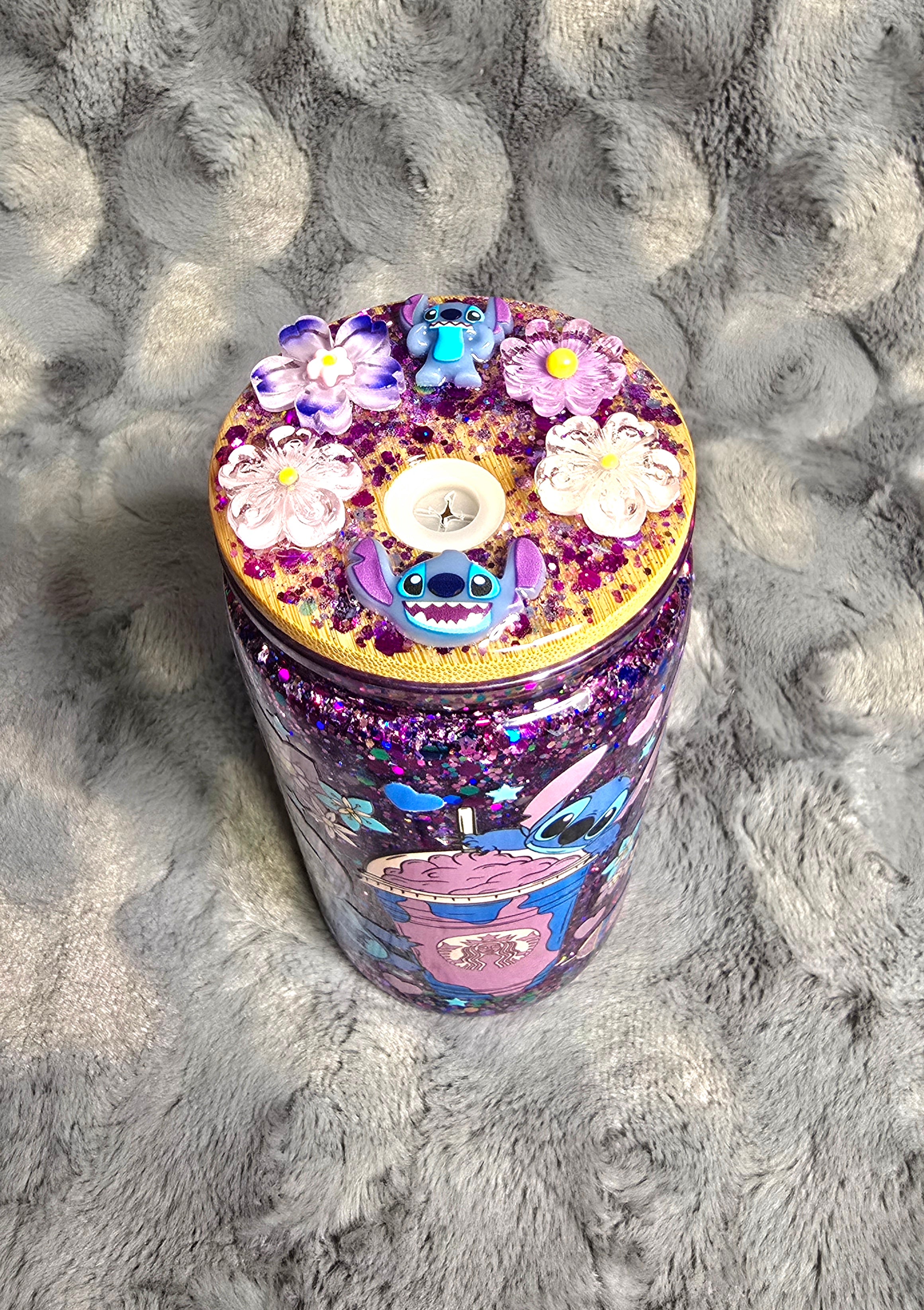 16oz Stitch snow globe tumbler