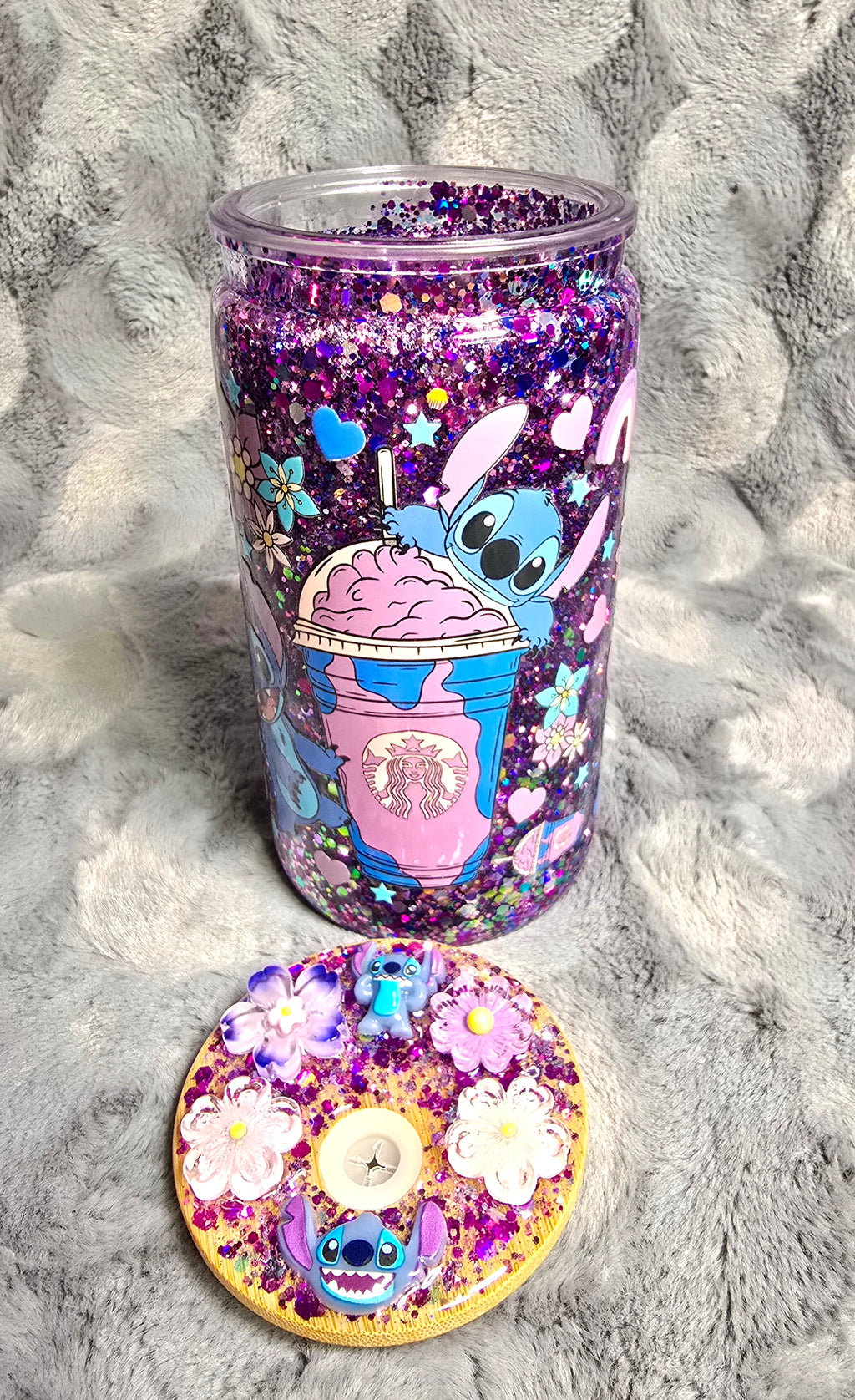 16oz Stitch snow globe tumbler