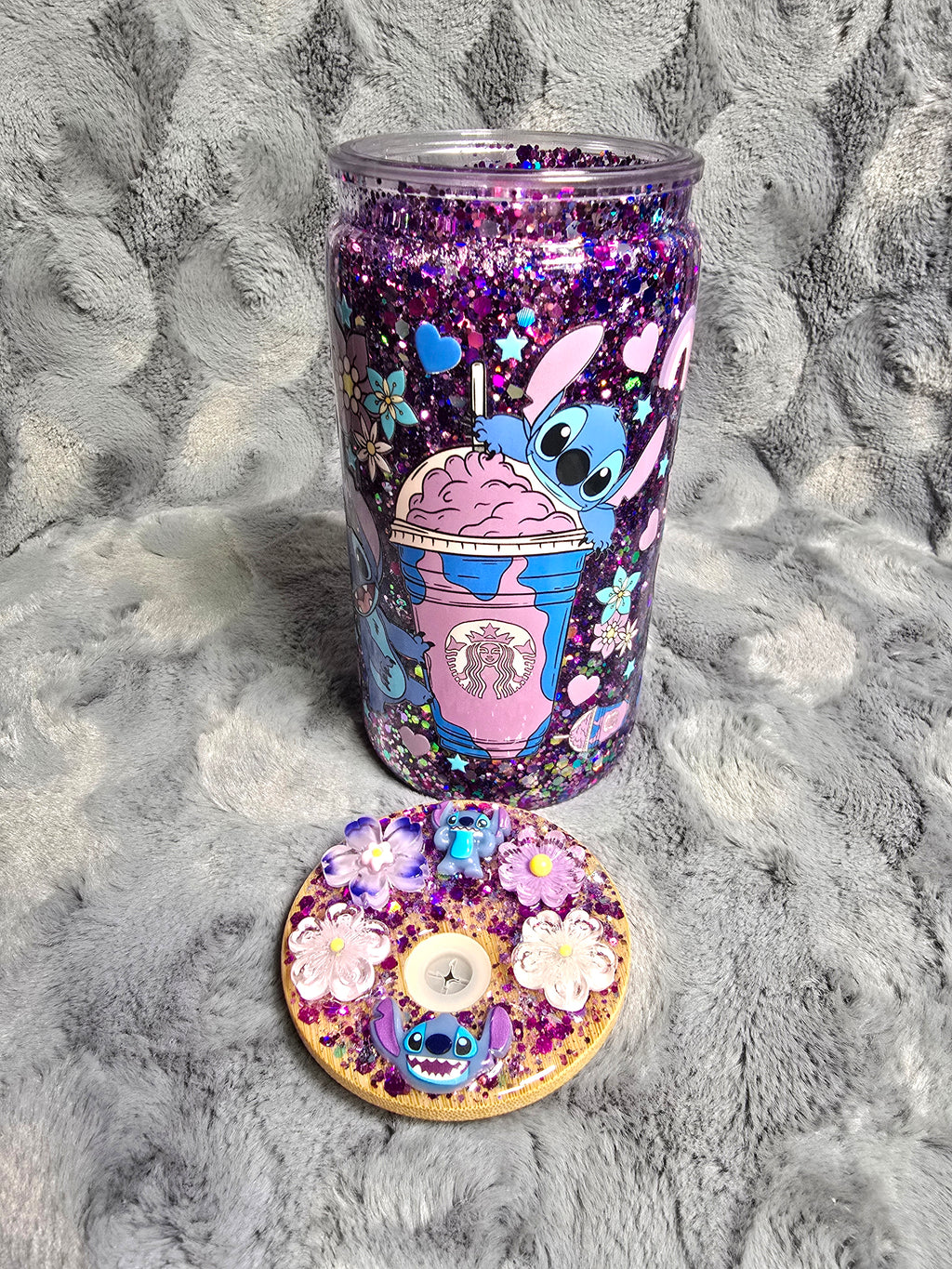 16oz Stitch snow globe tumbler