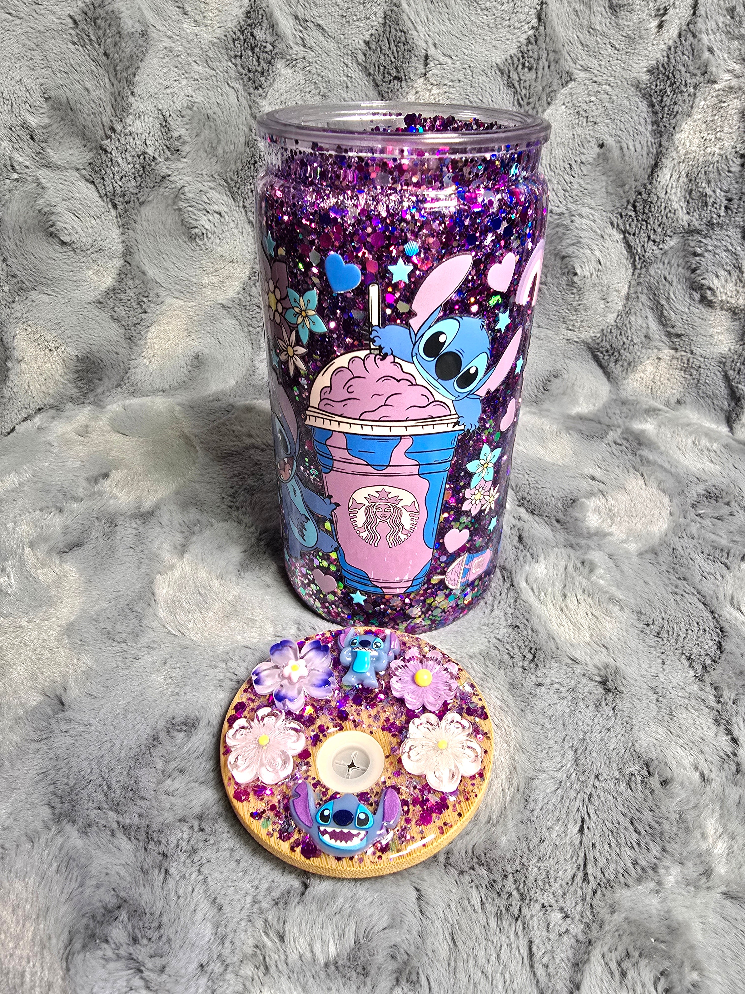 16oz Stitch snow globe tumbler