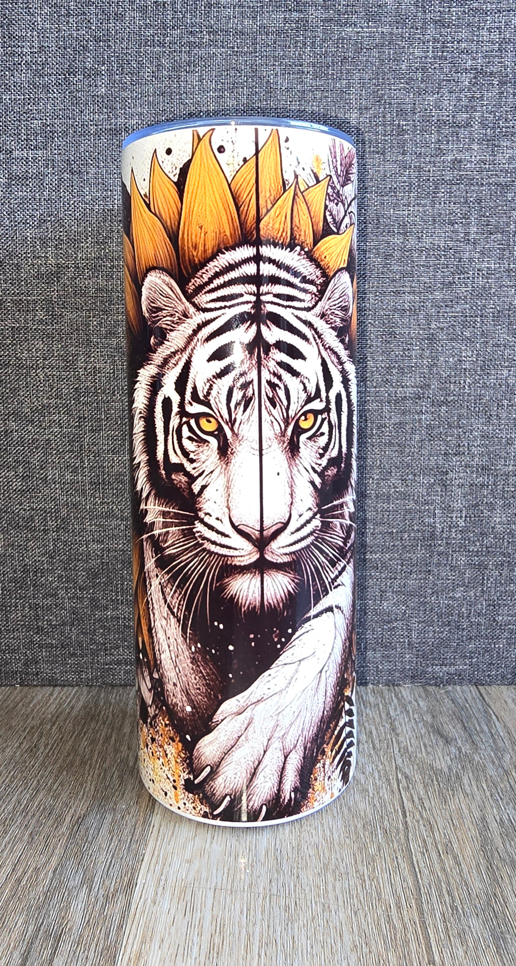 20oz White Tiger Tumbler