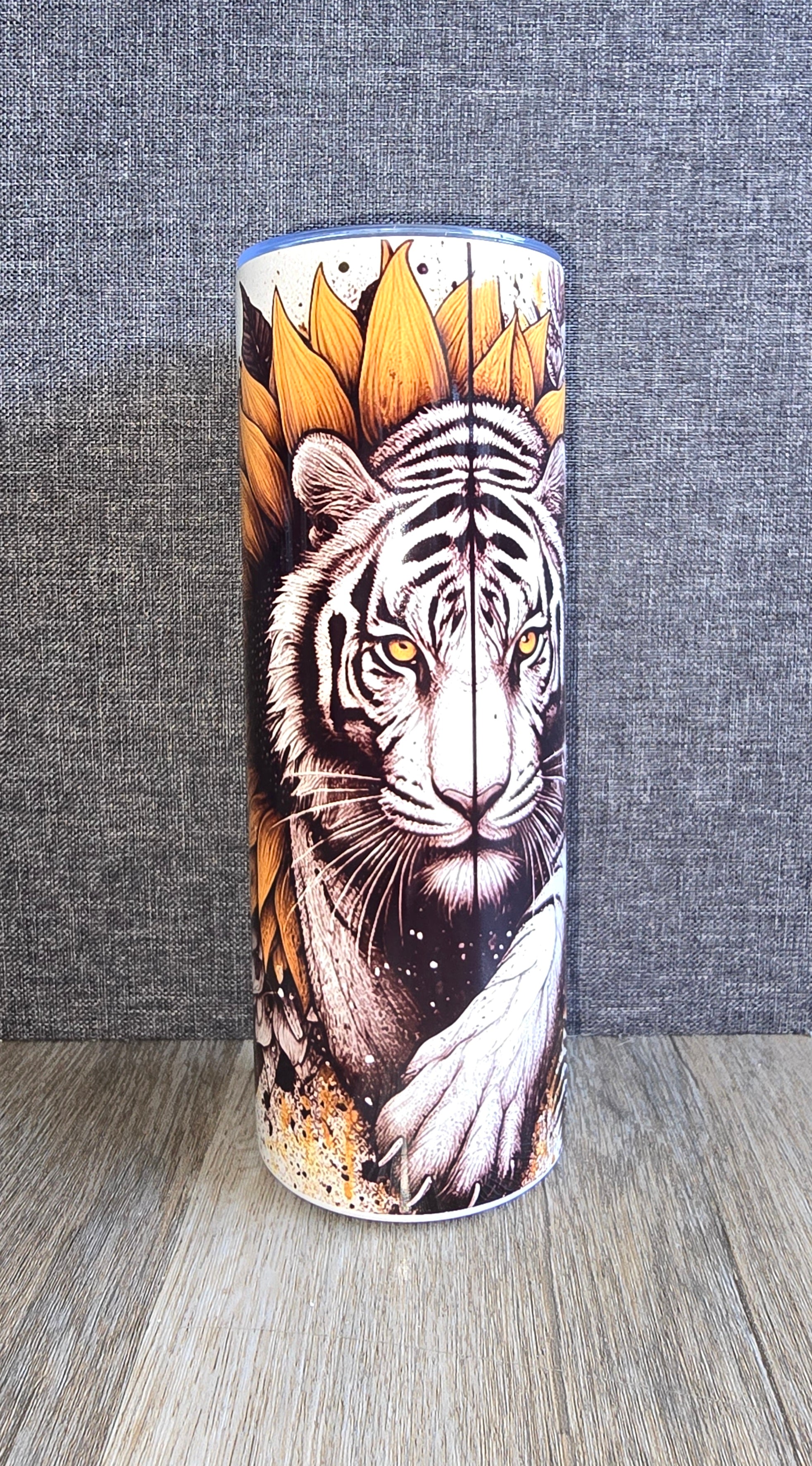 20oz White Tiger Tumbler