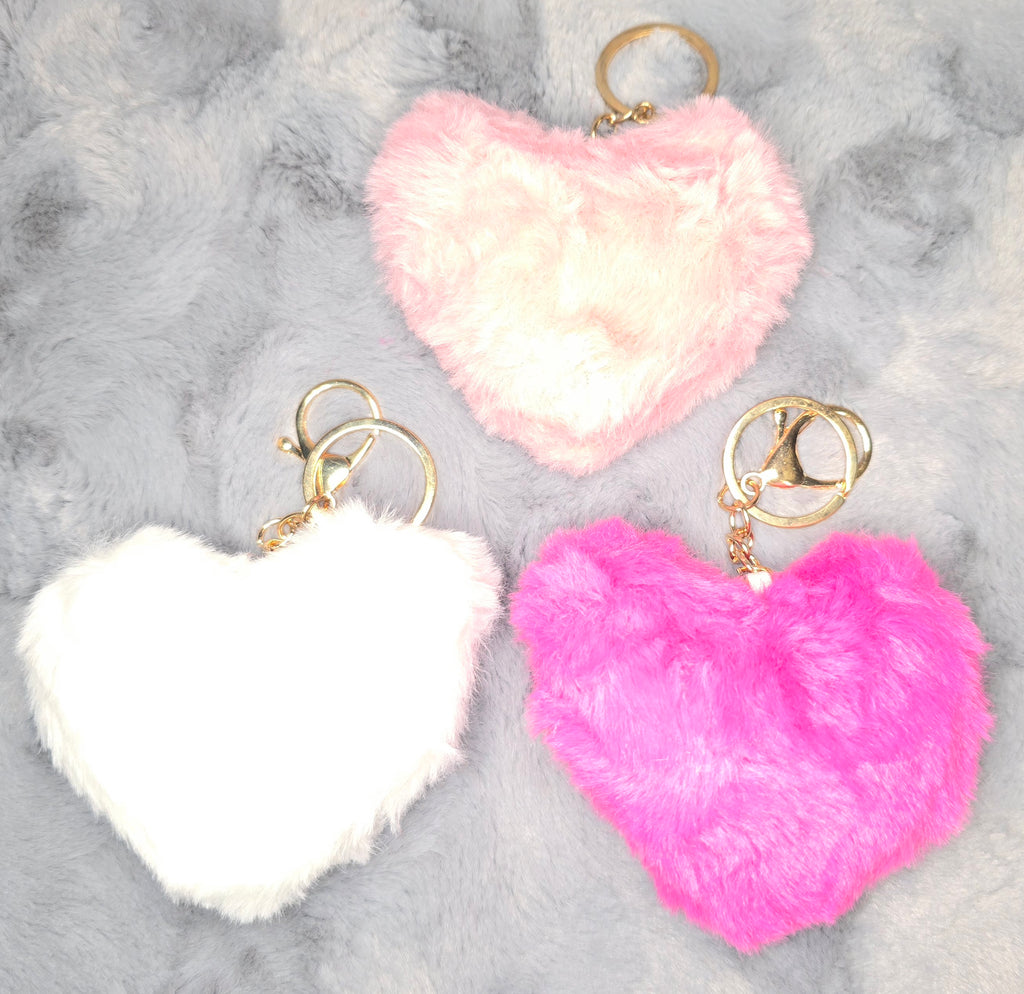 Fluffy Heart keychains