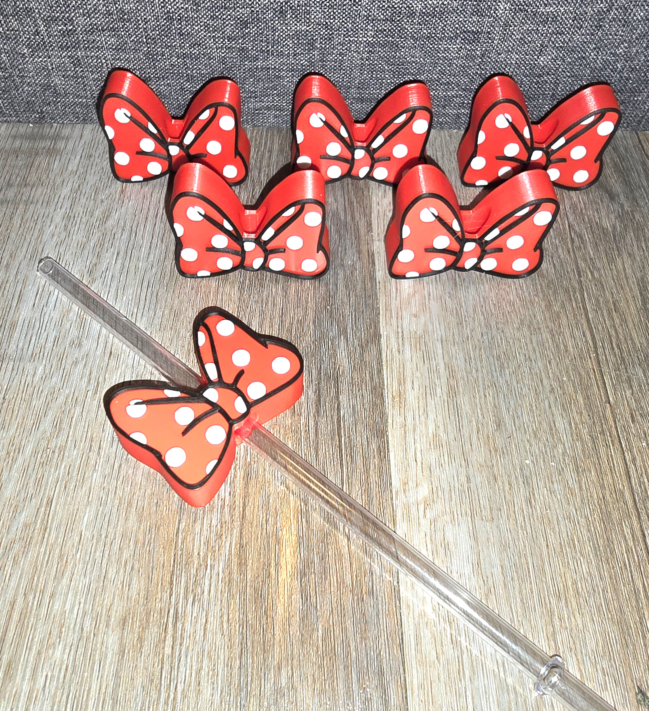 Minnie Mouse straw toppers
