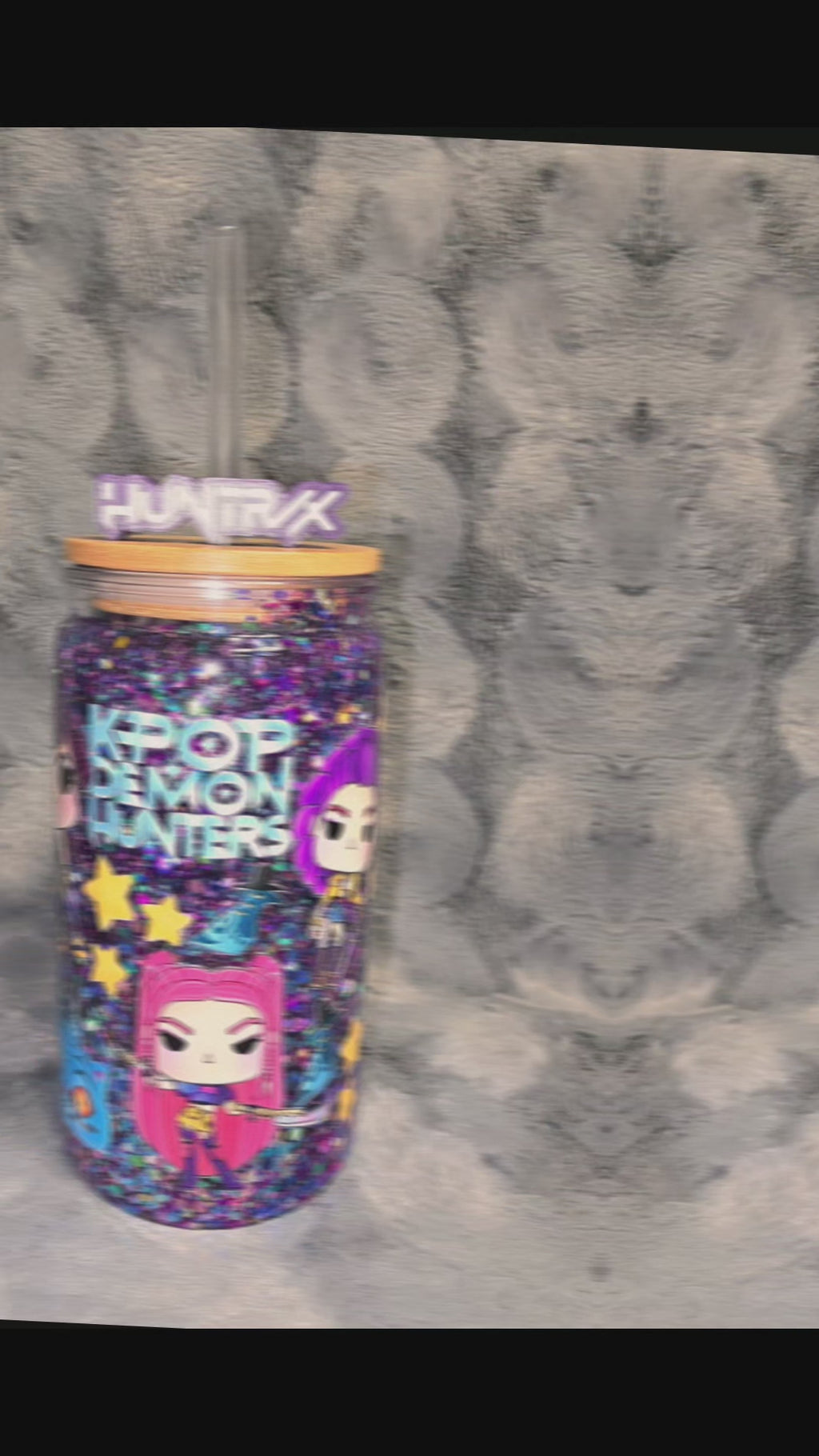 16oz K-Pop Demon Hunter snow globe tumbler