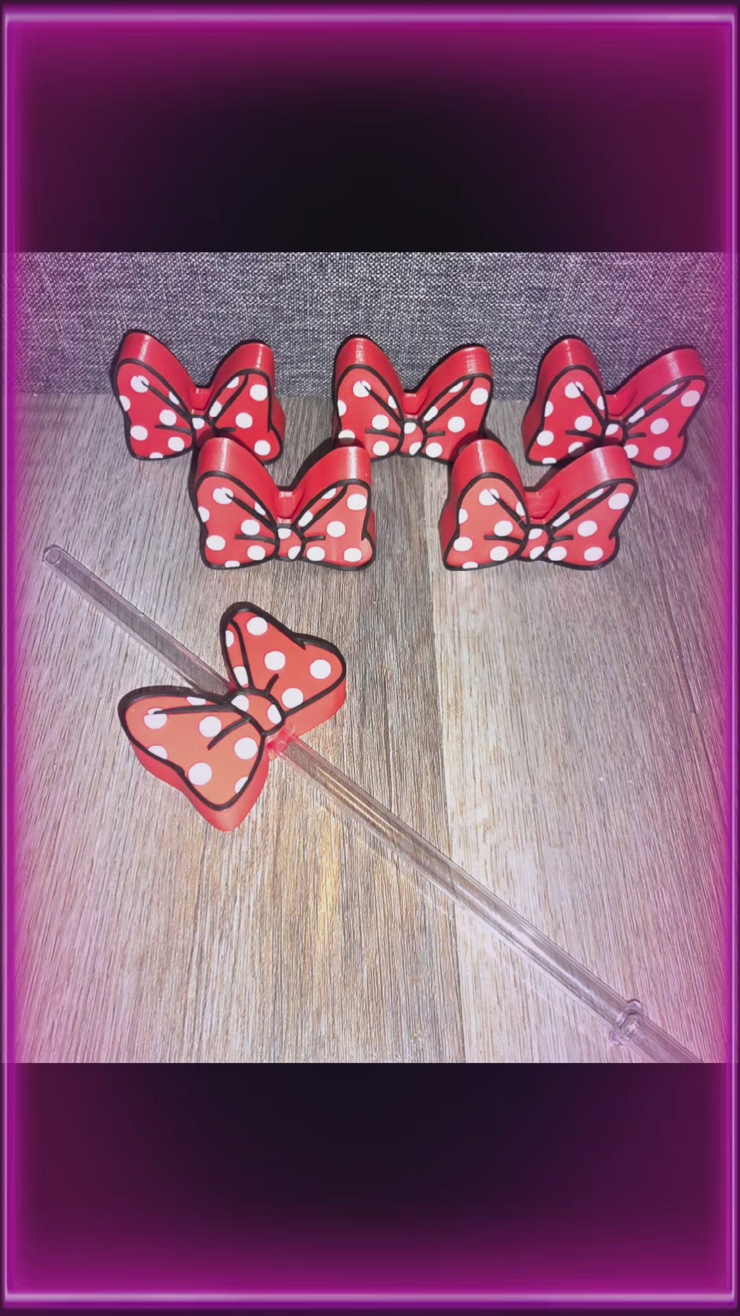 Minnie Mouse straw toppers
